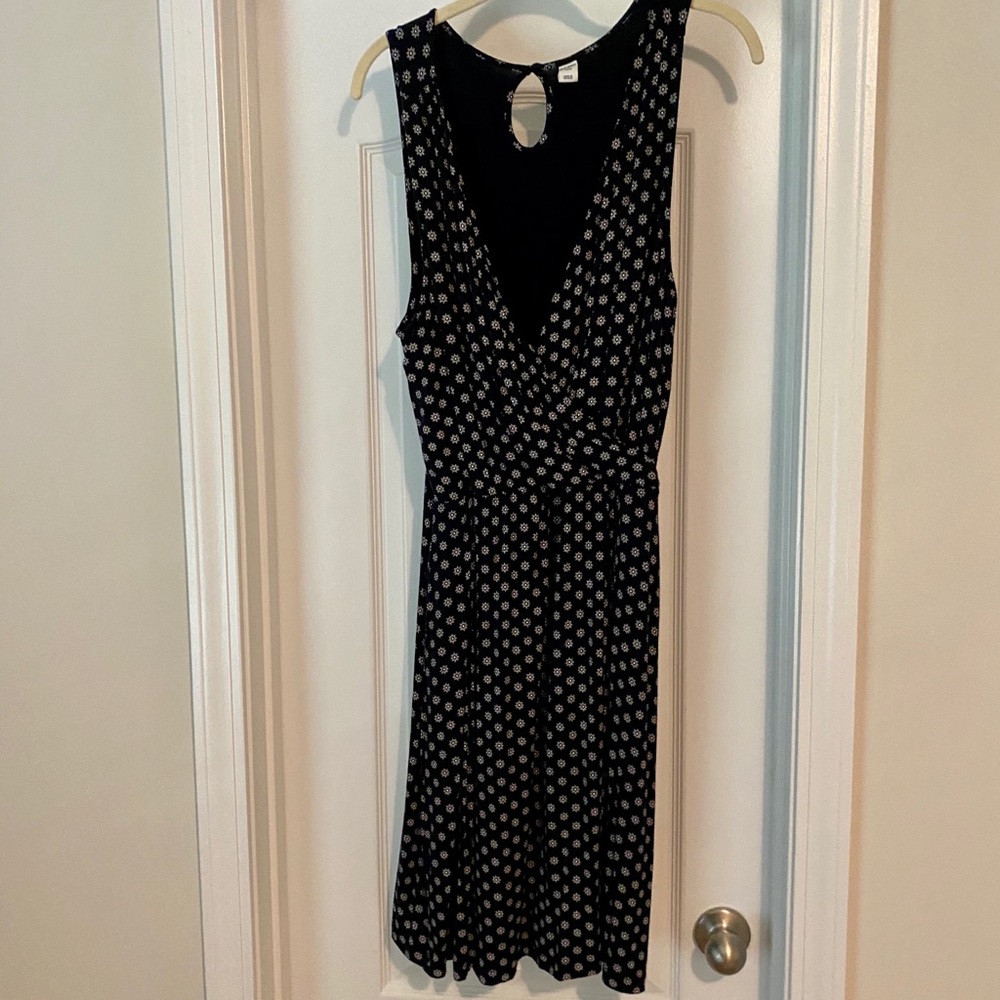 Navy & white sleeveless wrap style sundress